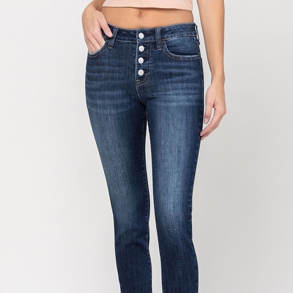 MID RISE ANKLE SKINNY DENIM JEANS PANTS - Picture 3 of 3